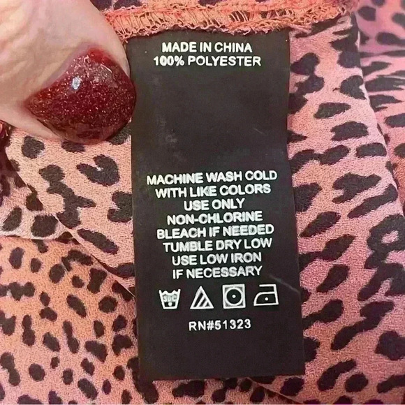 Vince Camuto Scoop Neck Blouse Long Sleeve Ombre Leopard Multi Women's Size M - Picture 6 of 9